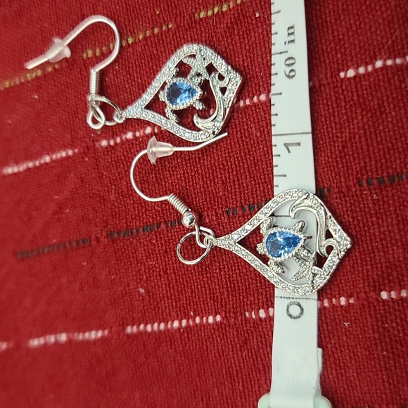 Turtle Rhinestone Dangle Drop Earrings - Picture 4 of 5